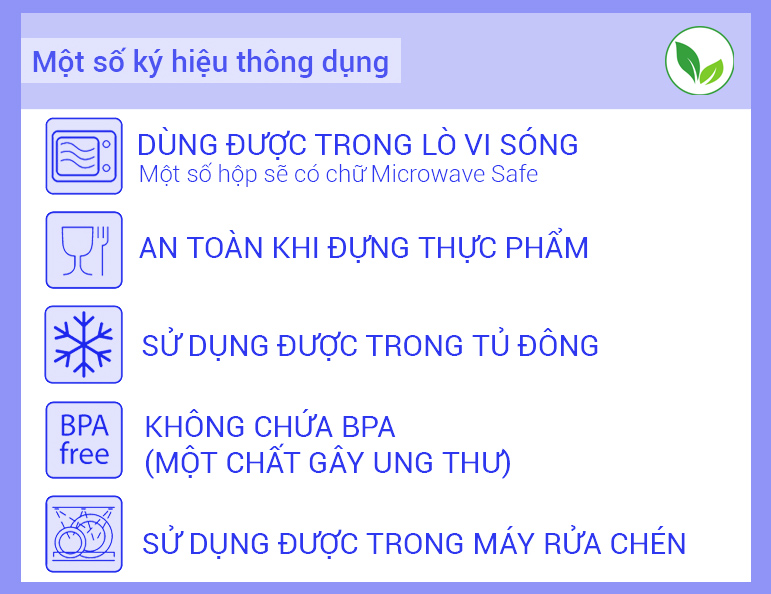 Một số ký hiệu khác trên hộp nhựa đựng thực phẩm